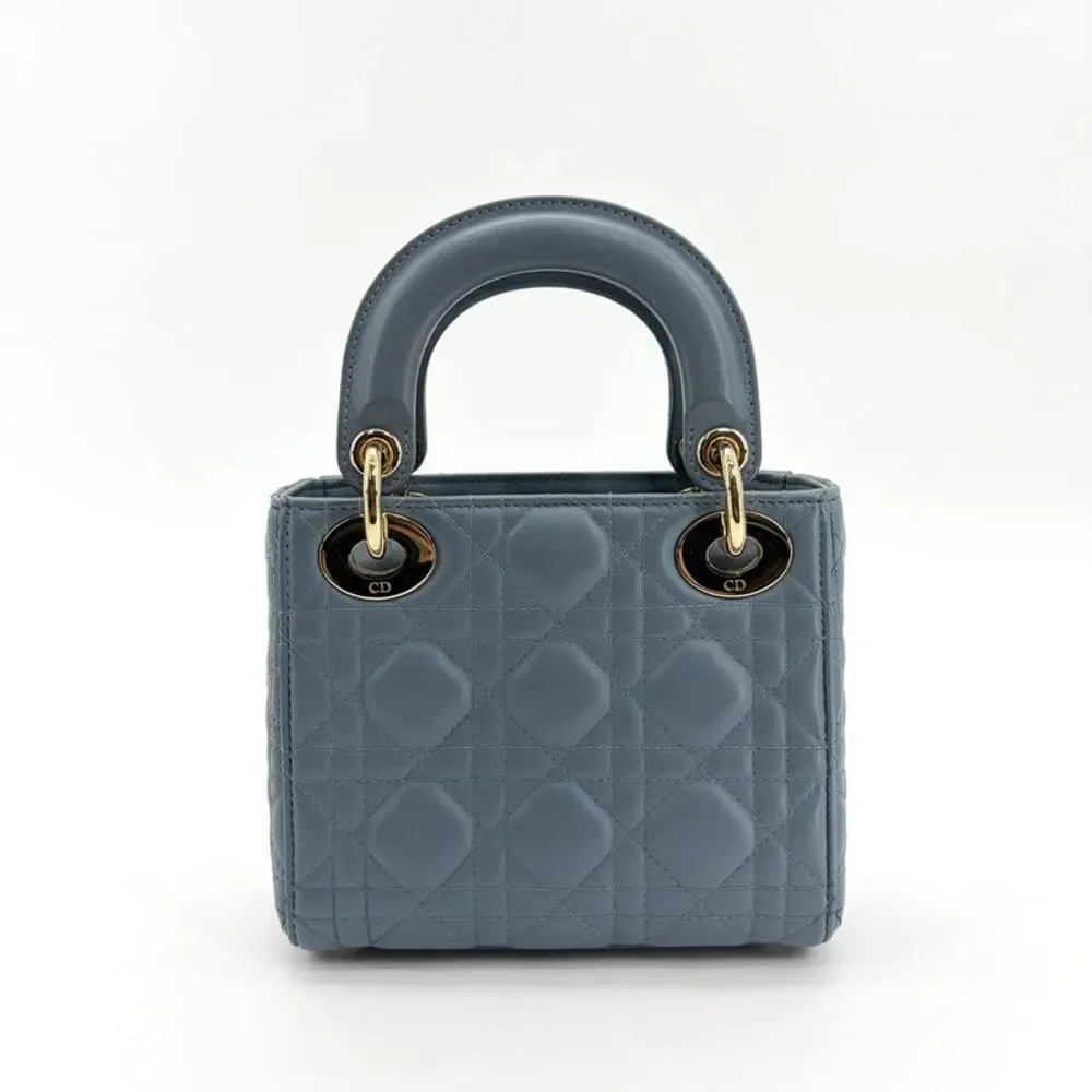 Dior Mini Lady Dior Bag Cloud Blue Lambskin Gold Hardware